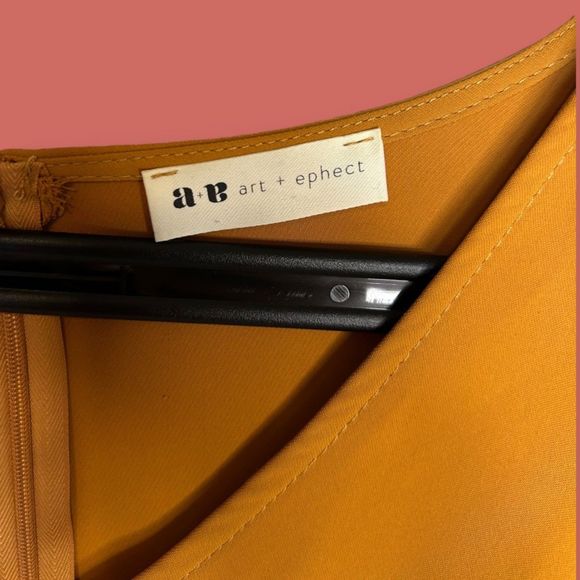 💛 ART + EPHECT TIE FRONT DRESS MUSTARD YELLOW SMALL - Picture 7 of 8